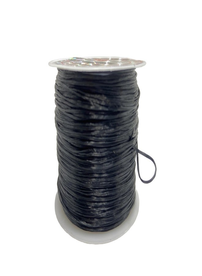 Self Lub Elastic Crystal Stretch Cord for Jewelry Making - Flat Beading Thread for Bracelets, Anklets, DIY Crafts - Durable, Clear Elastic String for Beads & Charms (Black, 50 Meter, 0.5 mm) - Image 1